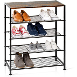 Regał na buty metalowy czarny 5-poziomowy 60x30x74 cm