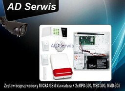 Zestaw alarmowy bezprzewodowy MICRA GSM LED 2xMPD-300, MSD-300,