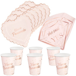 Zestaw na Wieczór Panieński Talerzyki Serca Kubeczki Serwetki