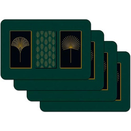 Venilia Zestaw podkładek Arco, ciemnozielone, złote liście, chaber,