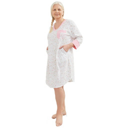 Koszula Nocna Damska 3Xl Różowa Długi Rękaw Luźna