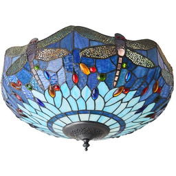 Interiors Szklana lampa sufitowa Dragonfly 70722 witrażowa