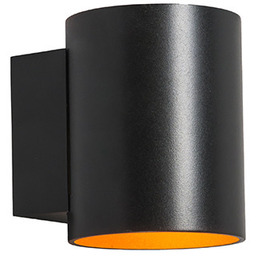 Lampa ścienna czarna ze złotym okrągłym kloszem -