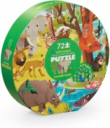 Crocodile Creek 72 pcs Round Box Puzzle/Wild Safari