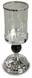 Świecznik metalowy szklany srebrny 30x12,5x12,5 168955