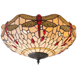 Interiors Sufitowa lampa tiffany Dragonfly 70723 witraż