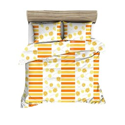 KARO Pościel z kory 140x200 biała pomarańczowa żółta