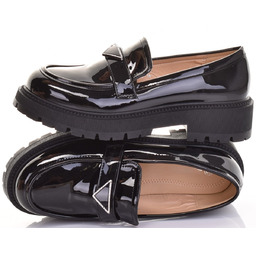 MOKASYNY DAMSKIE LAKIEROWANE KLASYCZNE BUTY LOAFERSY ELEGANCKIE CZARNE