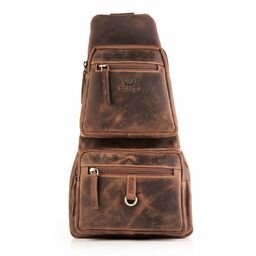 Plecak na jedno ramię brązowy skórzany vintage PAOLO