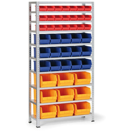 Regał z plastikowymi pojemnikami BASIC, 1730 x 850