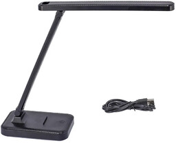 Lumes Czarna lampka z uchwytem na telefon LED