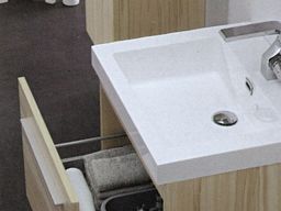 Umywalka łazienkowa z lanego marmuru KANSAS, biała Made