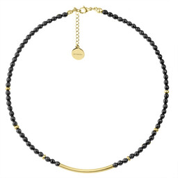 Naszyjnik choker czarne fasetowane kulki onyksu z pozłacana