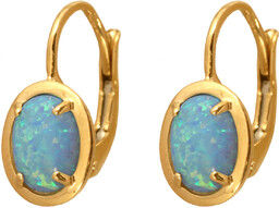Złote kolczyki 585 z naturalnym kamieniem Opal