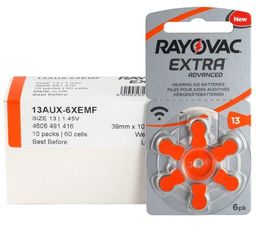 60 x bateria do aparatów słuchowych Rayovac Extra