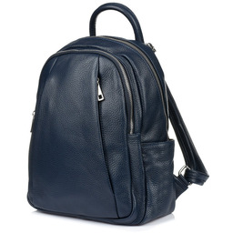 Włoski Plecak Skórzany A4 damski dużo kieszeni oliwkowy