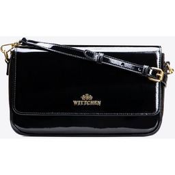 Elegancka damska listonoszka ze skóry lakierowanej czarna