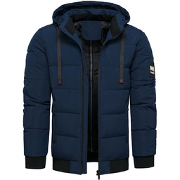 Kurtka męska zimowa z odczepianym kapturem granatowa Recea