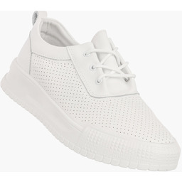 Sneakersy Damskie Skórzane Buty Ażurowe Półbuty Casual Białe
