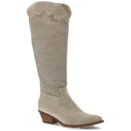Simen Beżowe Kozaki Modne Kowbojki Damskie
