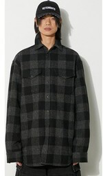VETEMENTS kurtka koszulowa Flannel Shirt kolor czarny przejściowa