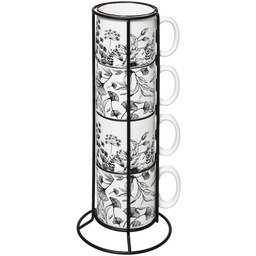 Secret De Gourmet Filiżanki ceramiczne na stojaku FLORAL,