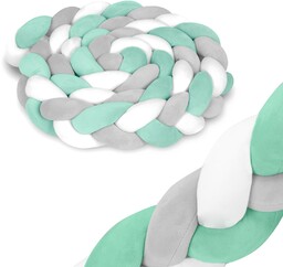 Otulacz do łóżeczka Ricokids 3m - miętowo-szary