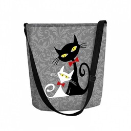 Sunlovers, Torba/listonoszka filcowa Funky, Koty Black&White, 32x25x10 cm