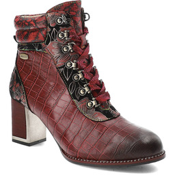 Laura Vita Czerwone Botki Eleganckie Skórzane Buty Damskie