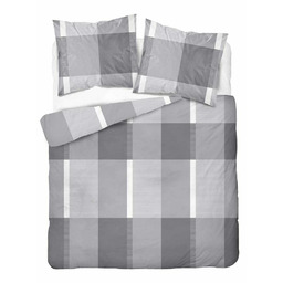 Detexpol Pościel bawełniana 220x200 szara kratka 5257 A