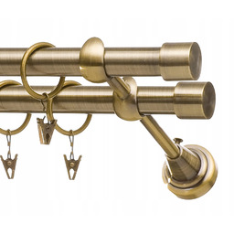 Karnisz Metalowy podwójny fi19 mm 260cm Złoto antyk