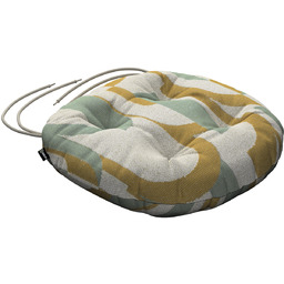 Poduszka na krzesło Adam, miętowo-żółte wzory na kremowym