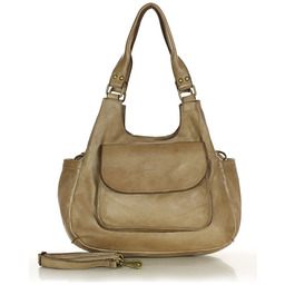 Włoska torebka skórzana z kieszenią z przodu retro