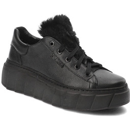 Pollonus Czarne Sneakersy Modne Buty Damskie Z Futerkiem