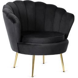 Edinos Czarny fotel muszelka w stylu glamour A7-K90