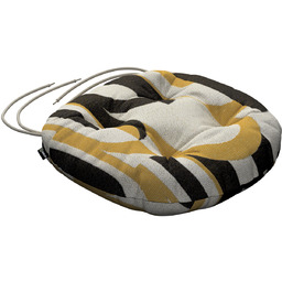 Poduszka na krzesło Adam, czarno-żółte wzory na kremowym