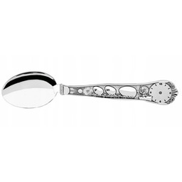 DUŻA Posrebrzana Łyżeczka na Chrzest Urodziny Kurczak Grawer