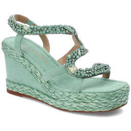 Alma En Pena Zielone Sandały Eleganckie Obuwie Damskie