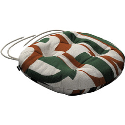 Poduszka na krzesło Adam, zielono-czerwony wzory na kremowym