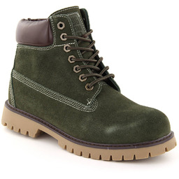 Skórzane zamszowe trapery męskie zielone Big Star OO174139