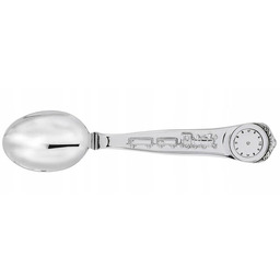 DUŻA Srebrna Łyżeczka Pociąg Prezent na Chrzest Urodziny