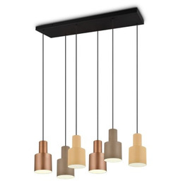 Lampa wisząca brązowa z taupe i beżem 6-światłowa