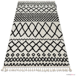 Dywan BERBER SAFI N9040 biały / czarny Frędzle