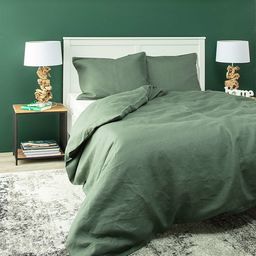 Komplet pościeli lnianej Linen 200x200cm green, 200 x