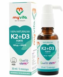 Naturalna Witamina K2 MK7 100mcg + D3 4000iu
