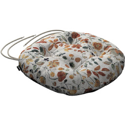 Poduszka na krzesło Adam, pomarańczowo-zielone kwiaty na kremowym