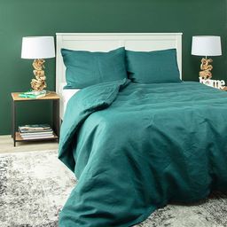 Komplet pościeli lnianej Linen 200x200cm emerald green, 200