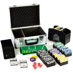 POKER ZESTAW 300 ŻETONÓW LASEROWYCH KUFEREK ALU KARTY