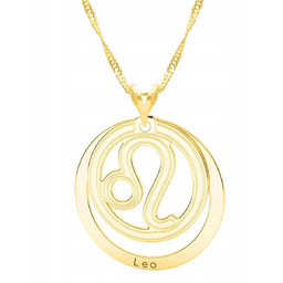 Złoty Naszyjnik ze Znakiem Zodiaku Lew Leo