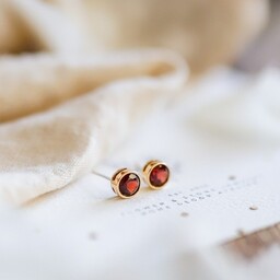 Pakamera Kolczyki pozłacane z granatem